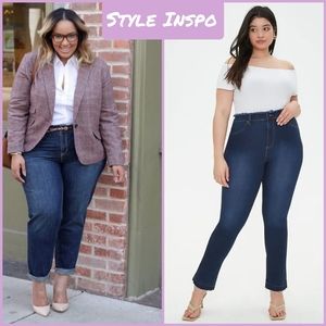 Denim Straight Leg Jeans | Plus Size